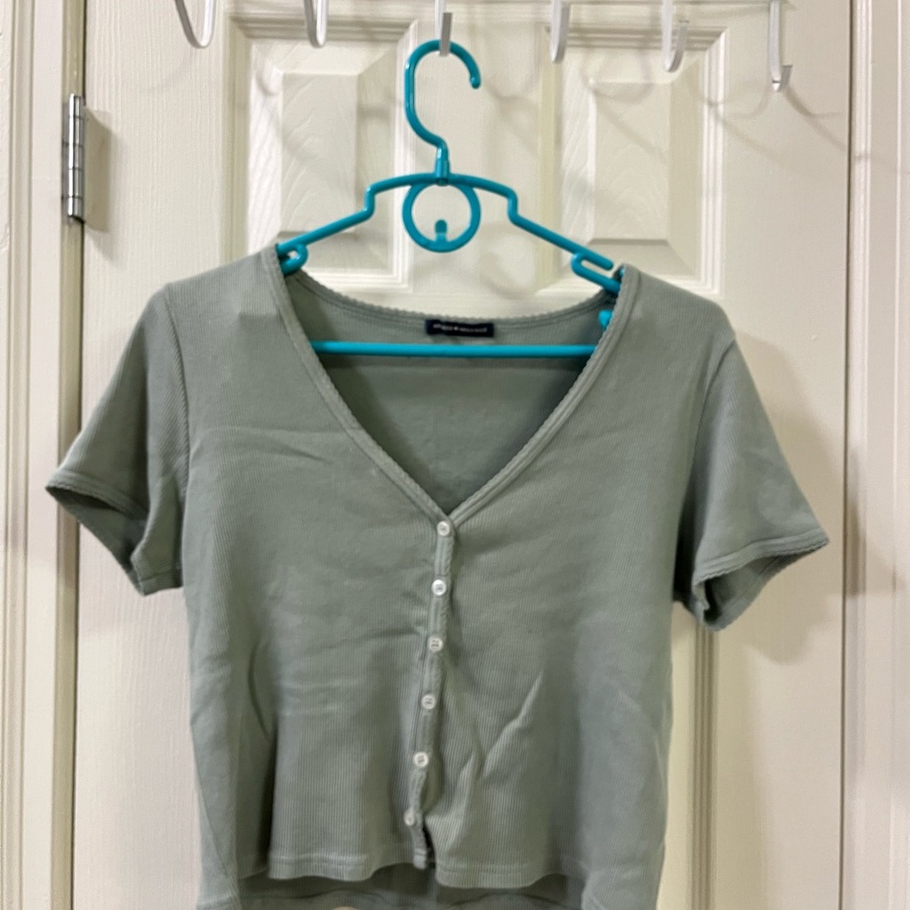 Brandy Melville Sage Green Button-Up Top